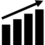 Dynamics. A black and white bar graph with an ascending arrow